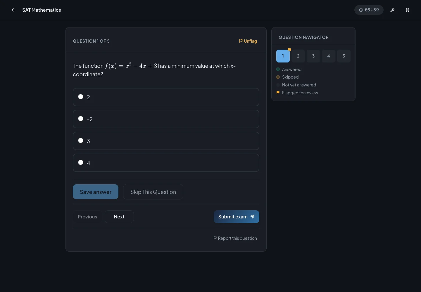 AccelaStudy AI Test Prep: Practice exam · Dark theme