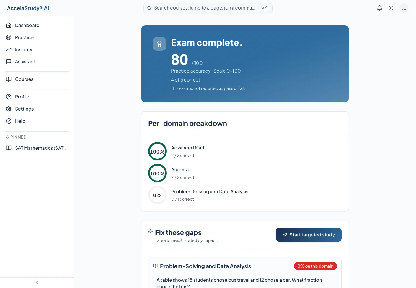 AccelaStudy AI Test Prep: Exam review · Light theme