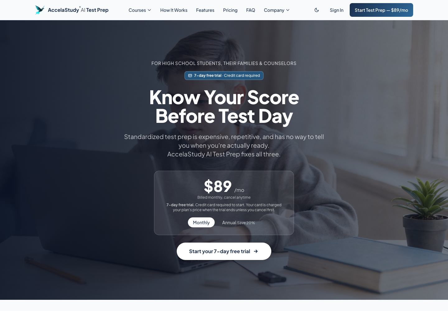 Public website for AccelaStudy AI Test Prep
